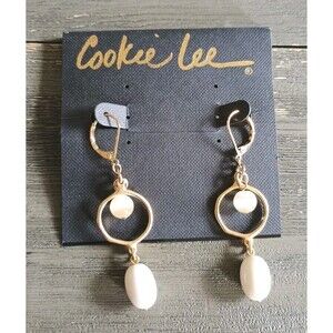 Cookie Lee Good Tone Beaded Dangle Earrings New